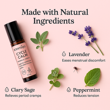 Scenteque Cycle Calm Roll-On – Natural Menstrual Support & Body Relief