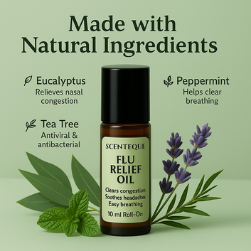 Scenteque Flu Relief Roll-On – Clears Congestion, Soothes Headaches & Supports Easy Breathing