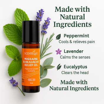 Scenteque Migraine & Headache Relief Roll-On – Natural Pain & Tension Relief